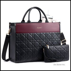 Leather Laptop Tote Waterproof Professional Work Bag Teacher Office Briefcase